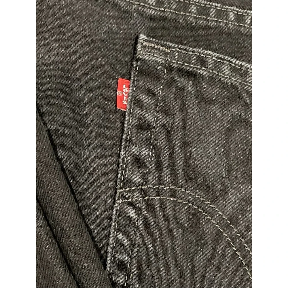 Levi's Vintage 50x29 Relaxed Loose Fit Men's Jeans, Black Denim Pants Distress